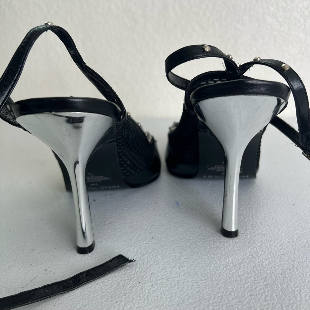 Nine West black silver high heels with ankle strap size 11 - Picture 2 of 6